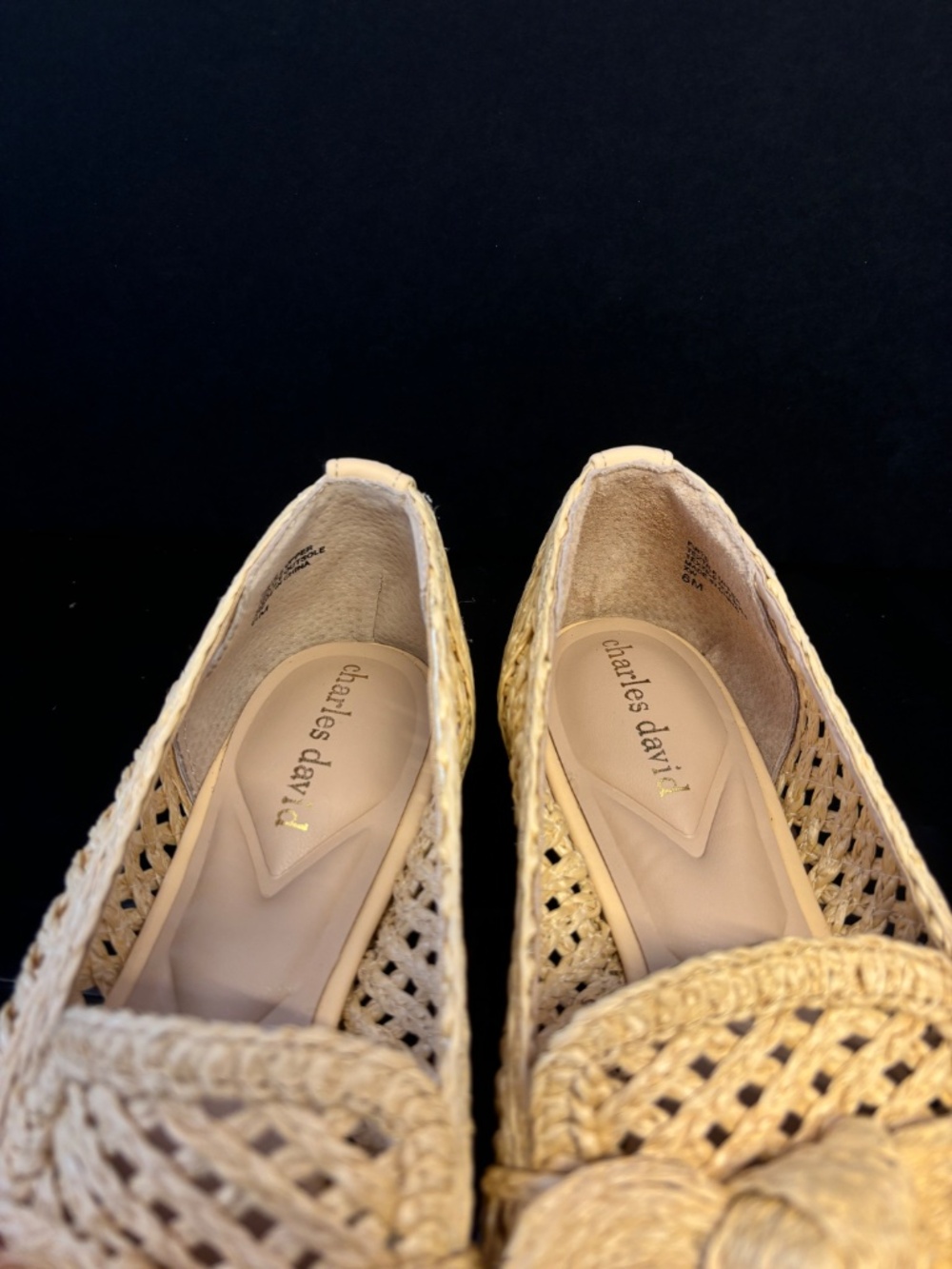 Charles David NWOB Raffia Woven Loafer Flats Knot Natural Tan Size 6 - Picture 2 of 14
